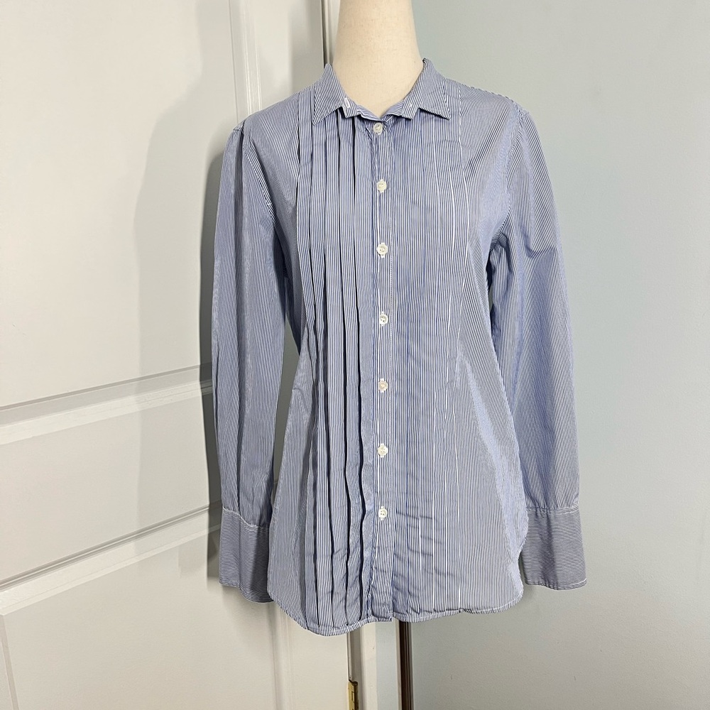 J.Crew front pleated striped Button Down Shirt size S - Picture 6 of 12